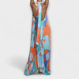 Vida - Élégante Robe Midi à Dos Nu avec Design à Bretelles Plissées