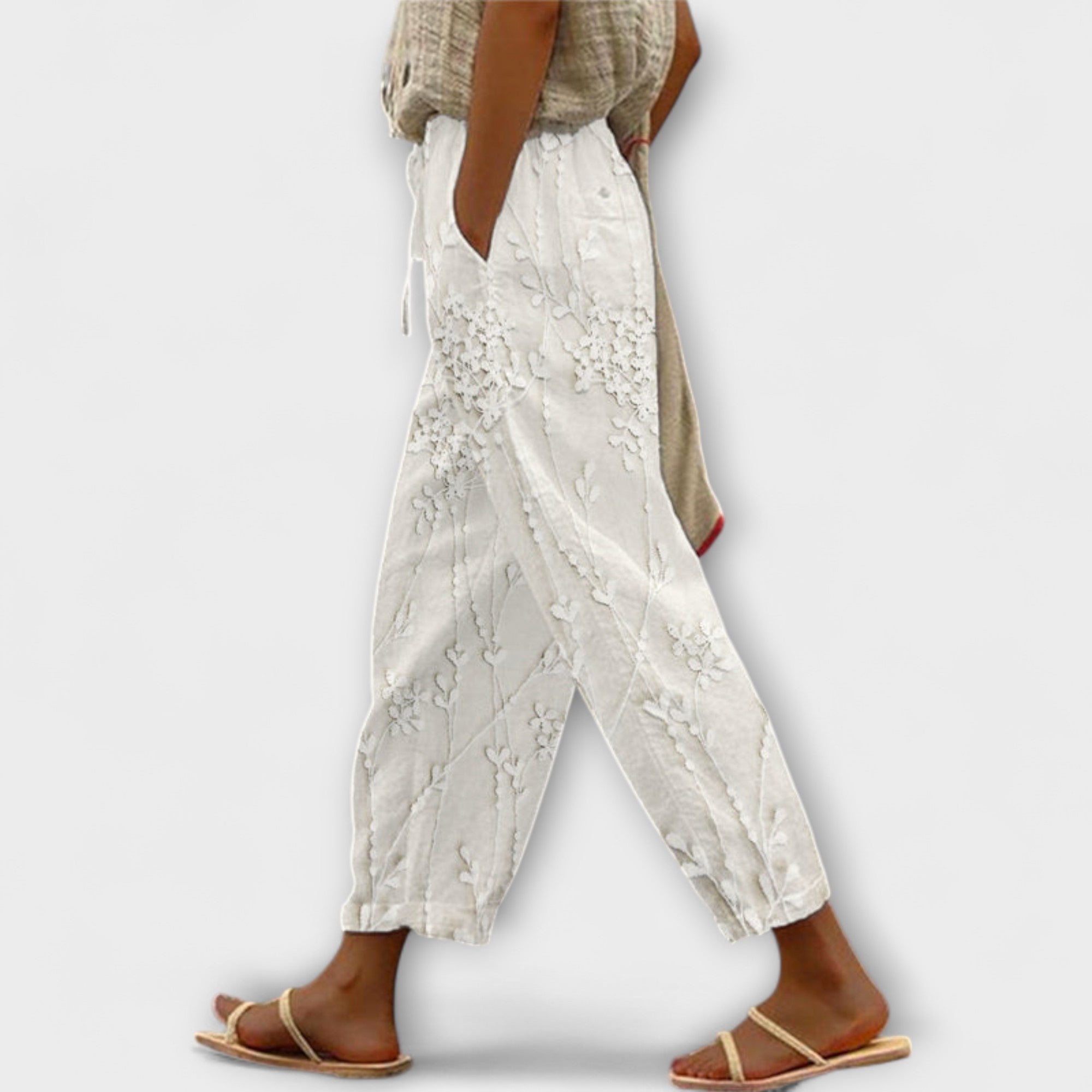 Zoey - Pantalon imprimé avec motif de feuillage de vigne