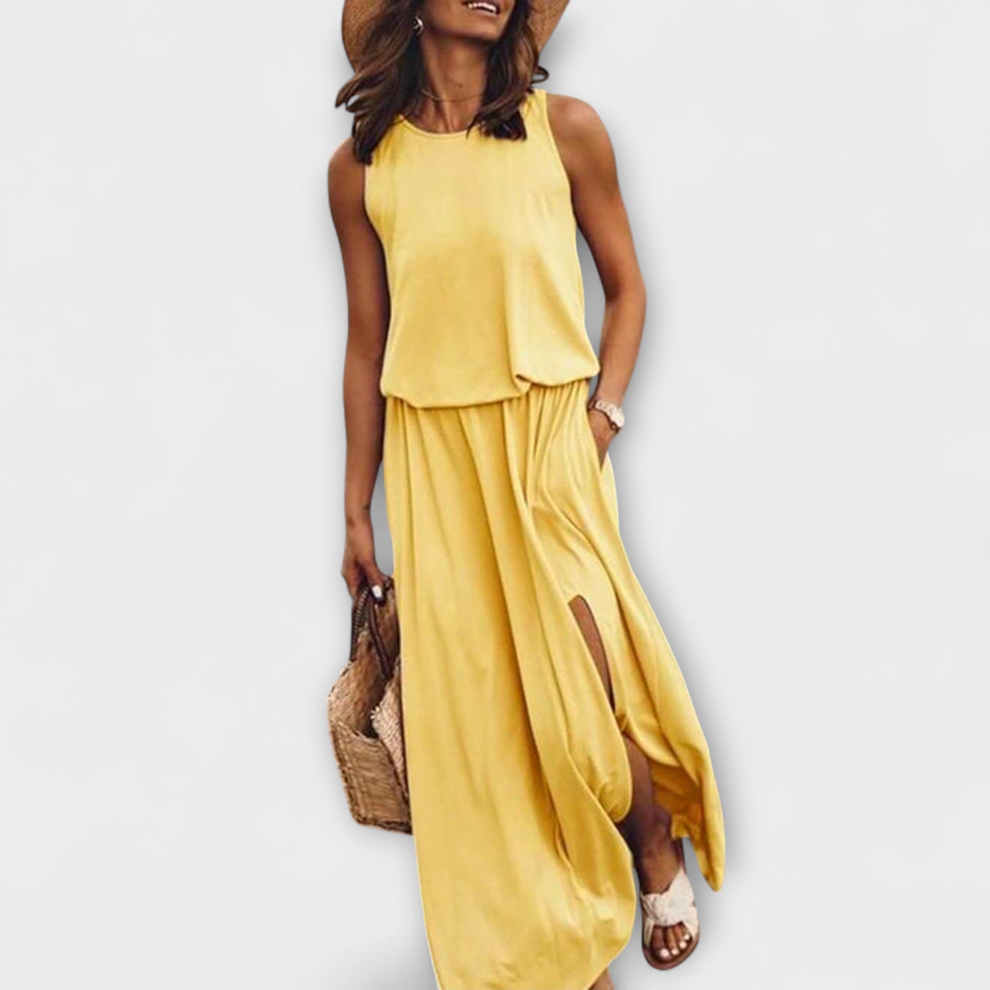 Robe légère, ample, sans manches avec col rond