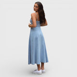 Lux - Robe en Denim Bleu Sans Bretelles