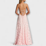 Kairi - Robe Maxi en Dentelle Florale Élégante avec Bretelles Fines