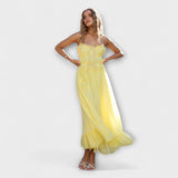 Celine - Robe midi sans manches à volants