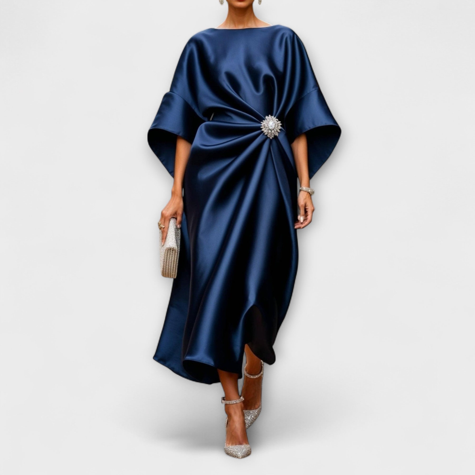 Robe longue en satin scintillant de luxe