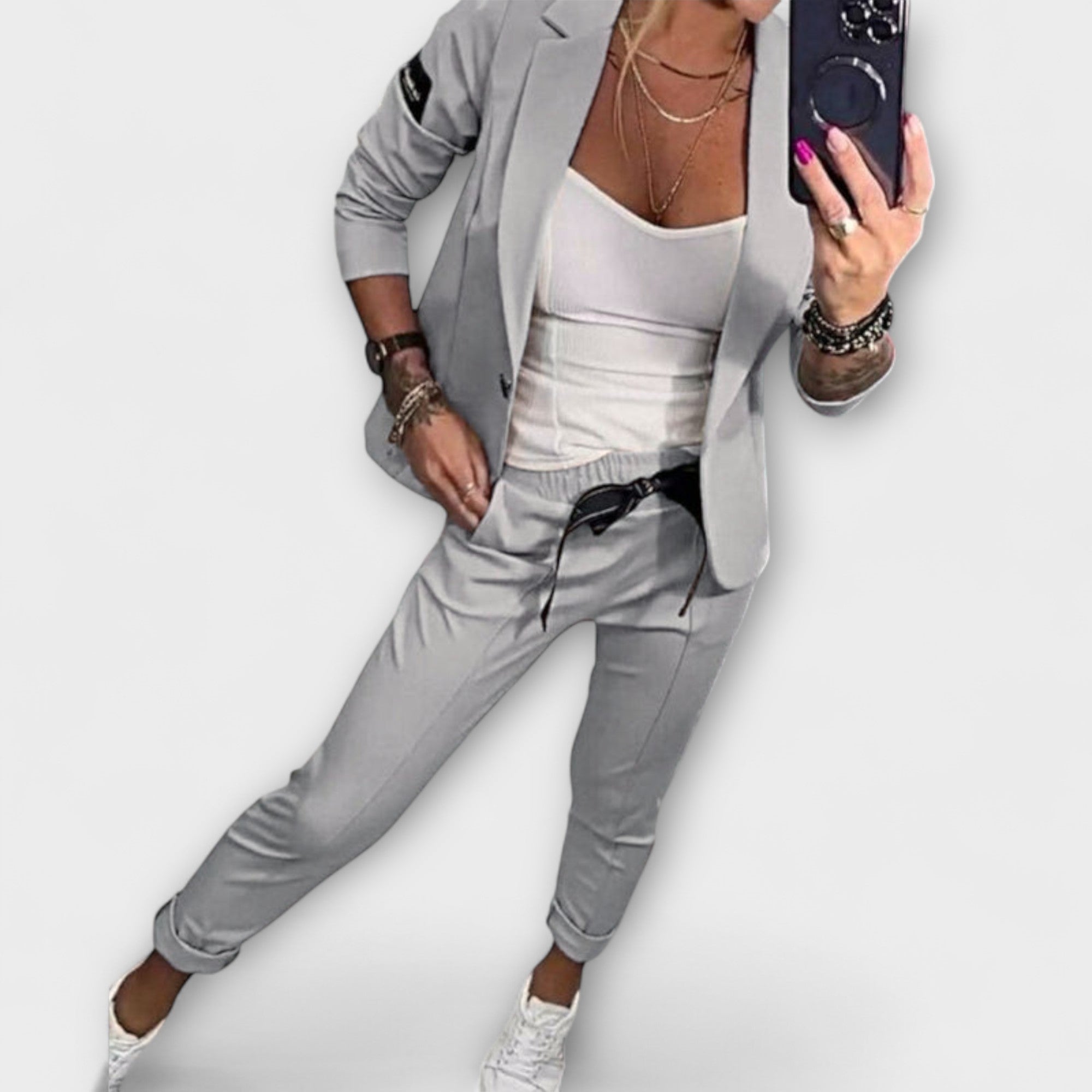 Malou - Ensemble coordonné composé d'un top, d'une veste et d'un pantalon