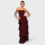 Lorena - Robe maxi sans bretelles et à volants