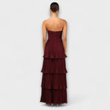 Lorena - Robe maxi sans bretelles et à volants