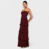 Lorena - Robe maxi sans bretelles et à volants