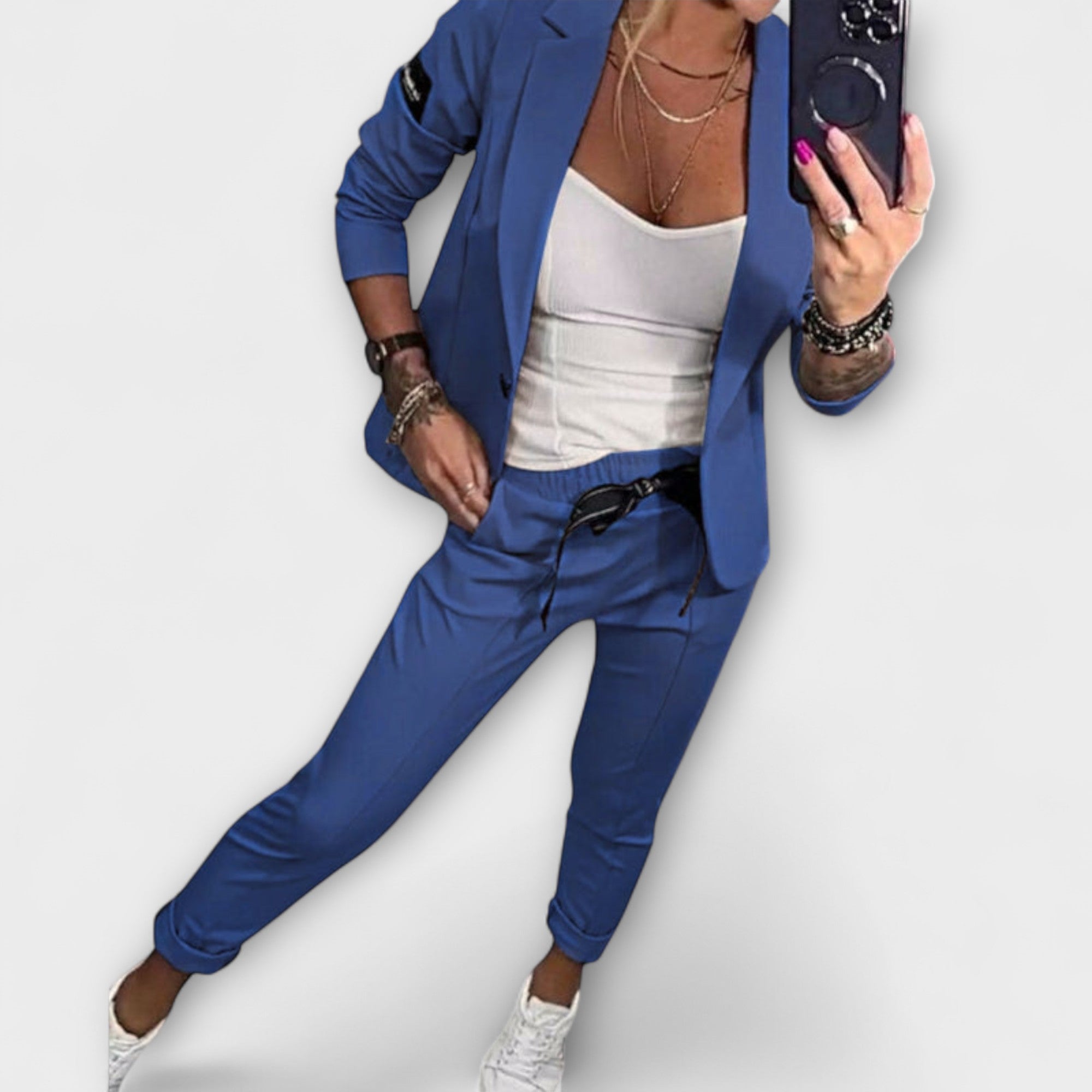 Malou - Ensemble coordonné composé d'un top, d'une veste et d'un pantalon