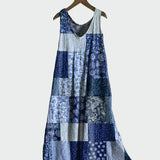 Robe avec Motif Patchwork Bleu