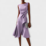 Juliette – Robe midi asymétrique drapée