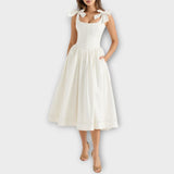 Lotta - Robe Midi Blanche avec Détail en Nœud