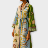 Jule - Robe midi en twill imprimée avec ceinture