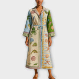 Jule - Robe midi en twill imprimée avec ceinture
