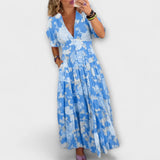 Catrisa - Robe à Imprimé Floral avec Décolleté en V