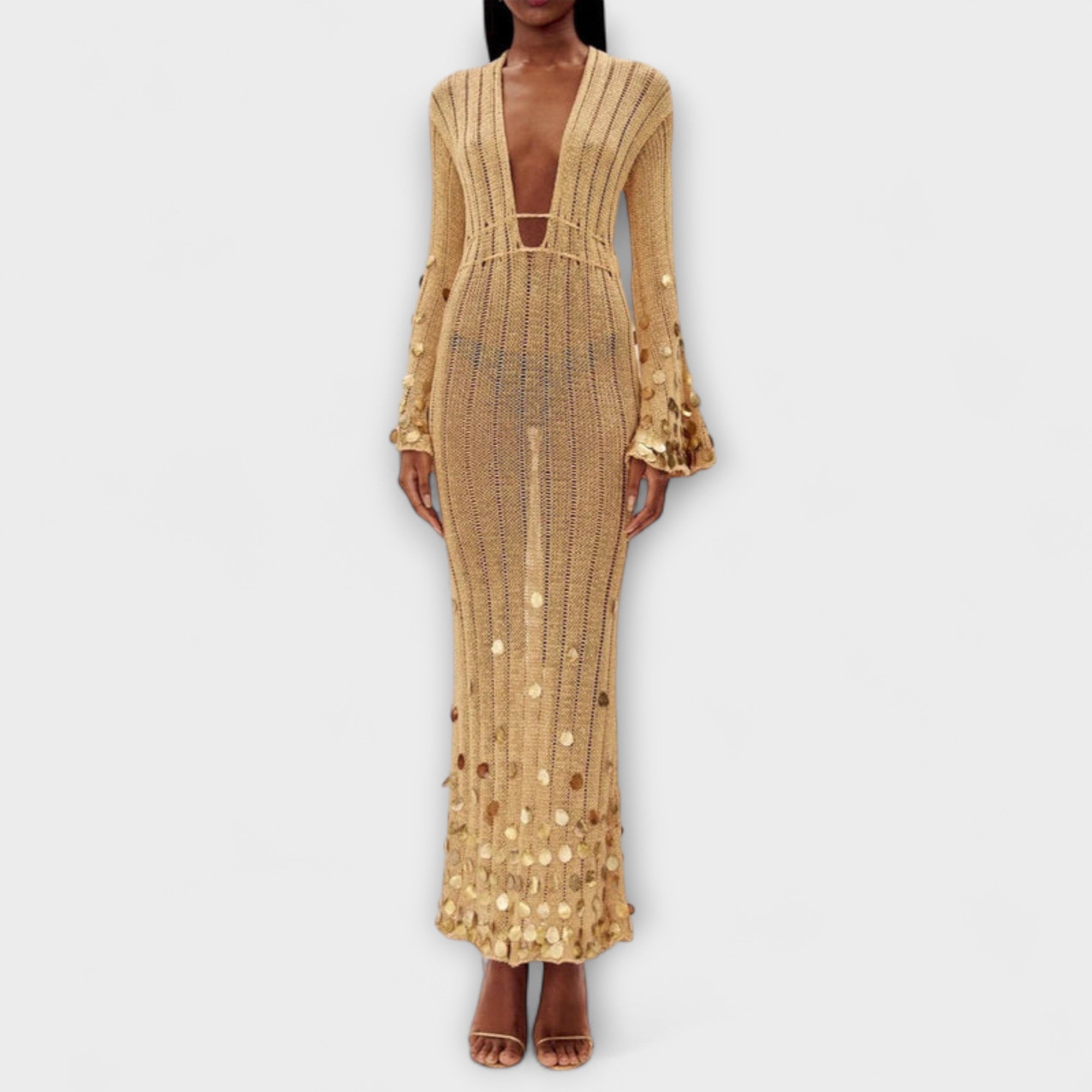 Kathleen - Robe Maxi Tricot Or de Dolly