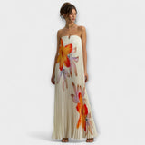 Michelle - Robe Maxi Sweetheart en Fleur Orange