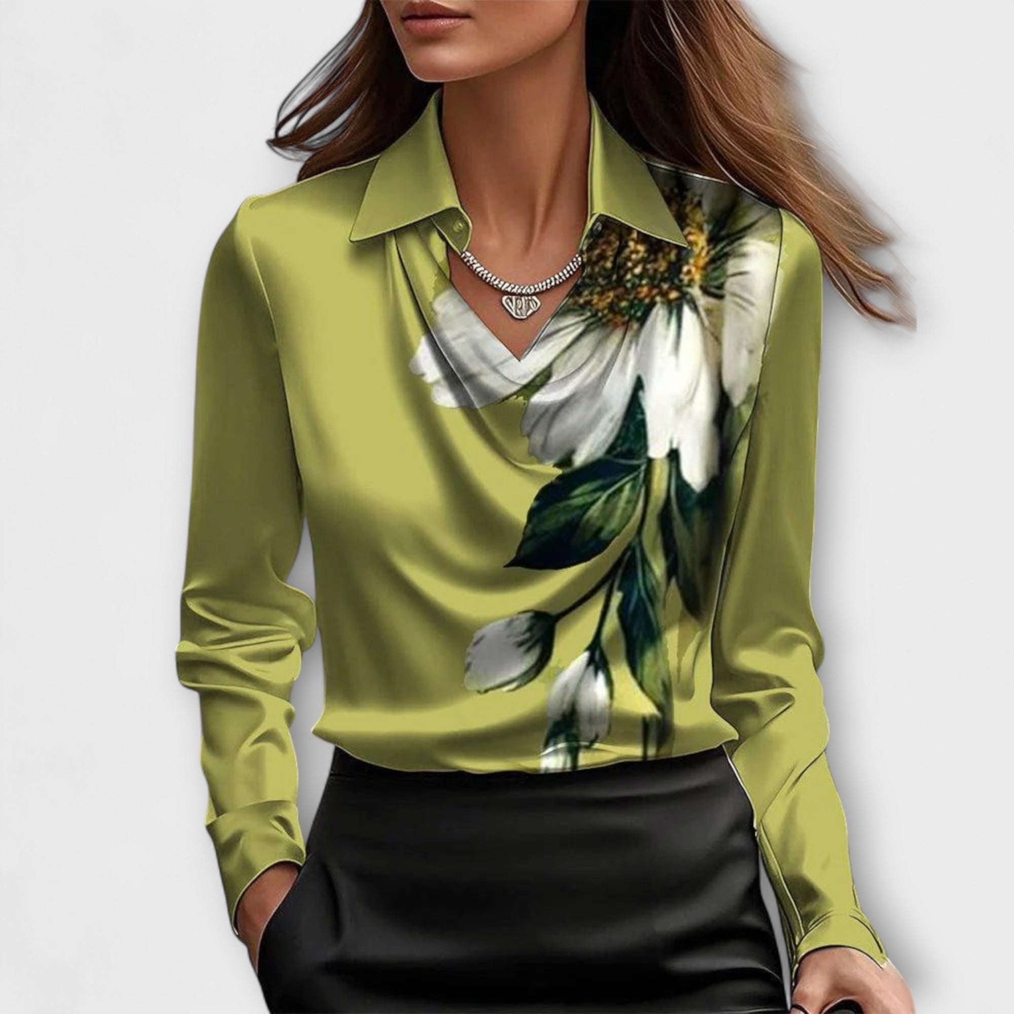 Meli - Blouse brillante avec col froncé