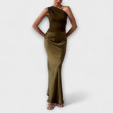 Robe Maxi Plissée Éléganter à Une Épaule