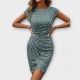 Emma - Robe tulipe à manches courtes avec impression intégrale