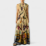 Amanda - Robe maxi avec design plissé imprimé