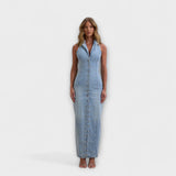 Lacey - Robe Maxi en Jean Lavage Moyen