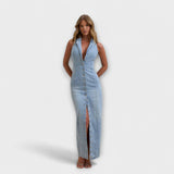 Lacey - Robe Maxi en Jean Lavage Moyen