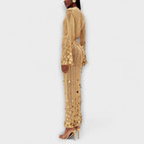 Kathleen - Robe Maxi Tricot Or de Dolly