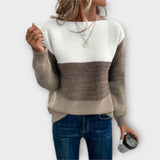Clara - Pull patchwork élégant tricolore