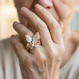 Bague en papillon brillant en nature avec zircon