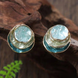 Boucles d'oreilles rondes vintage peintes à la main à plusieurs couches