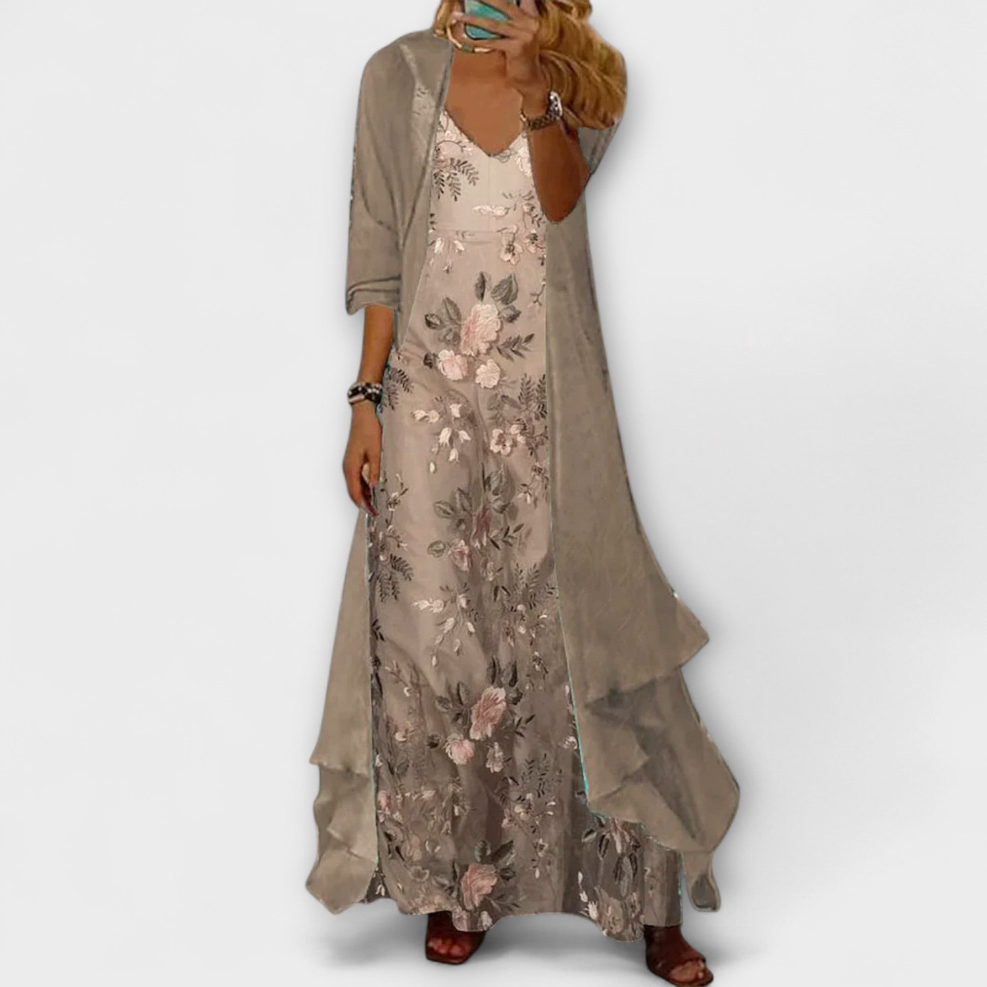 Mara - Robe maxi avec veste (ensemble de 2 pièces)