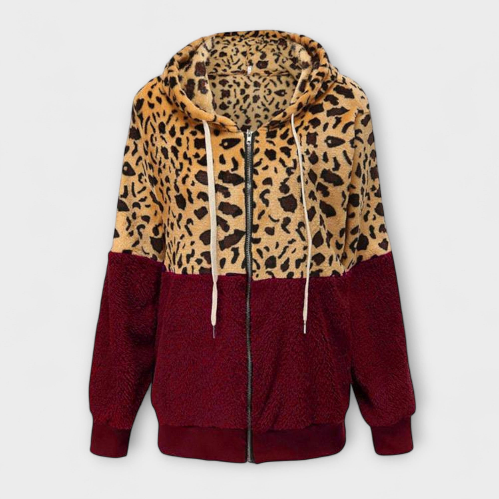Lea - Sweat à capuche en polaire avec motif léopard