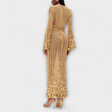 Kathleen - Robe Maxi Tricot Or de Dolly
