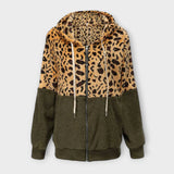 Lea - Sweat à capuche en polaire avec motif léopard