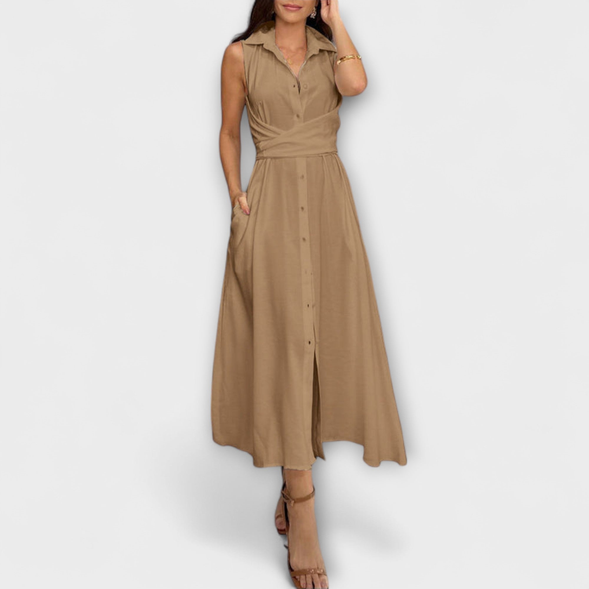 Mira - Robe midi à une rangée avec détail de lien