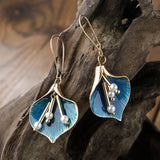 Boucles d'oreilles Antiques Lotus Bleu