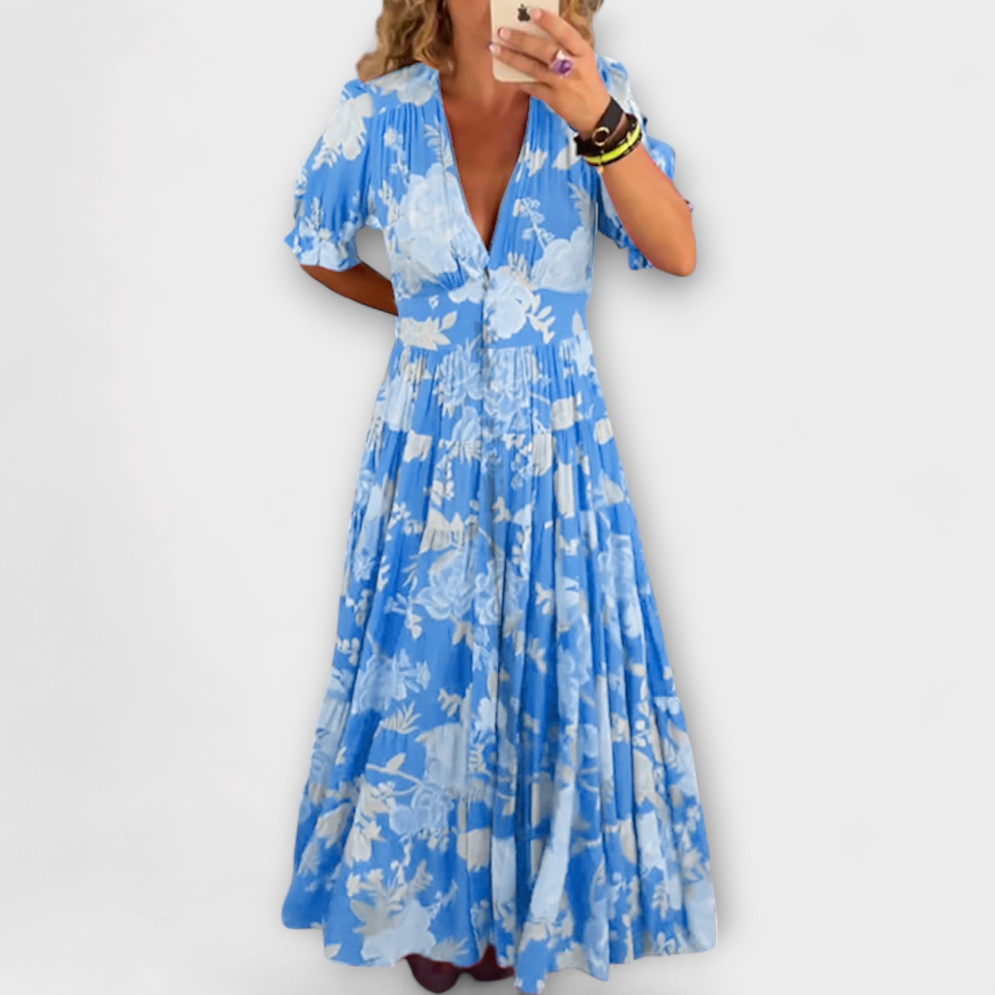 Catrisa - Robe à Imprimé Floral avec Décolleté en V