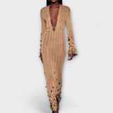Kathleen - Robe Maxi Tricot Or de Dolly