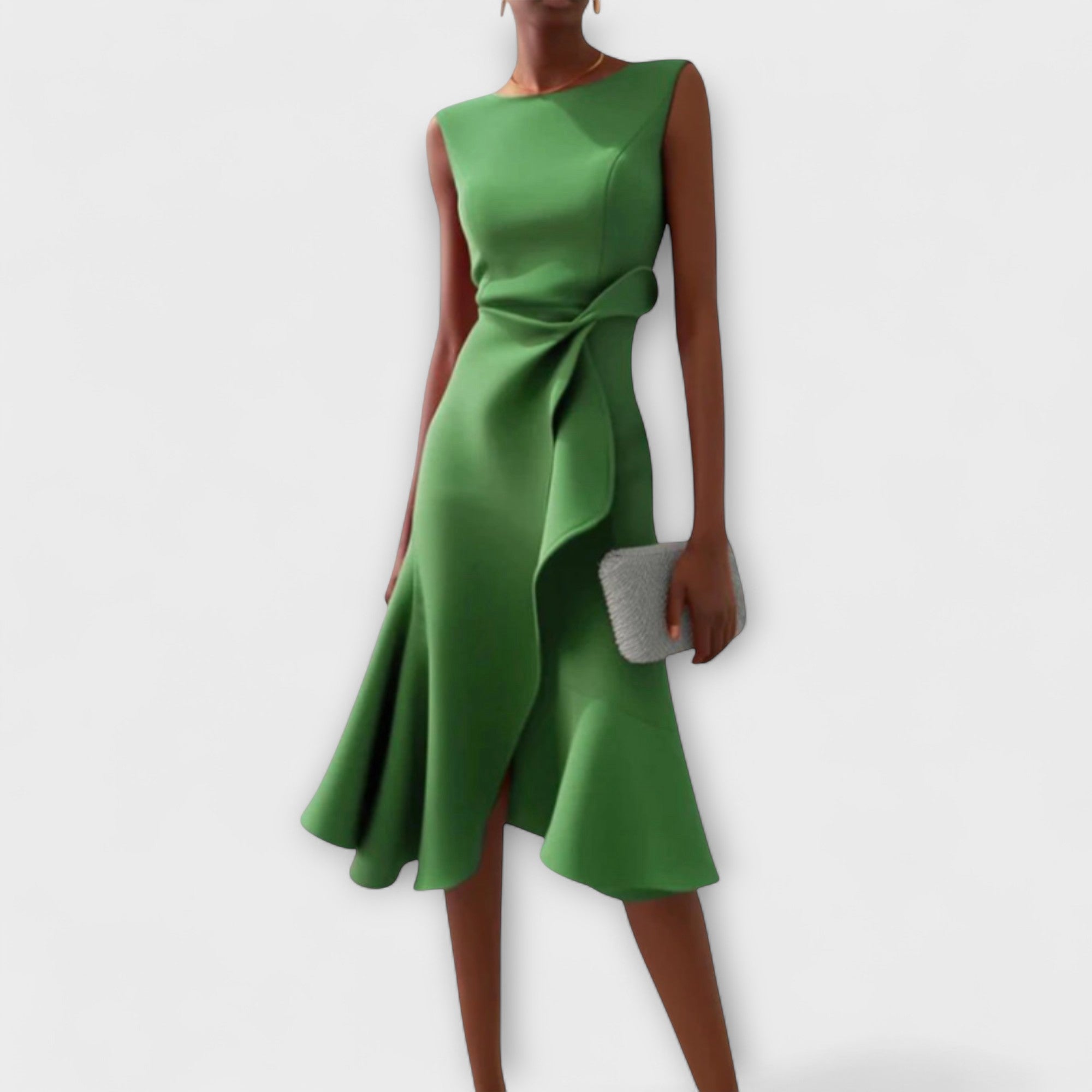 Juliette – Robe midi asymétrique drapée
