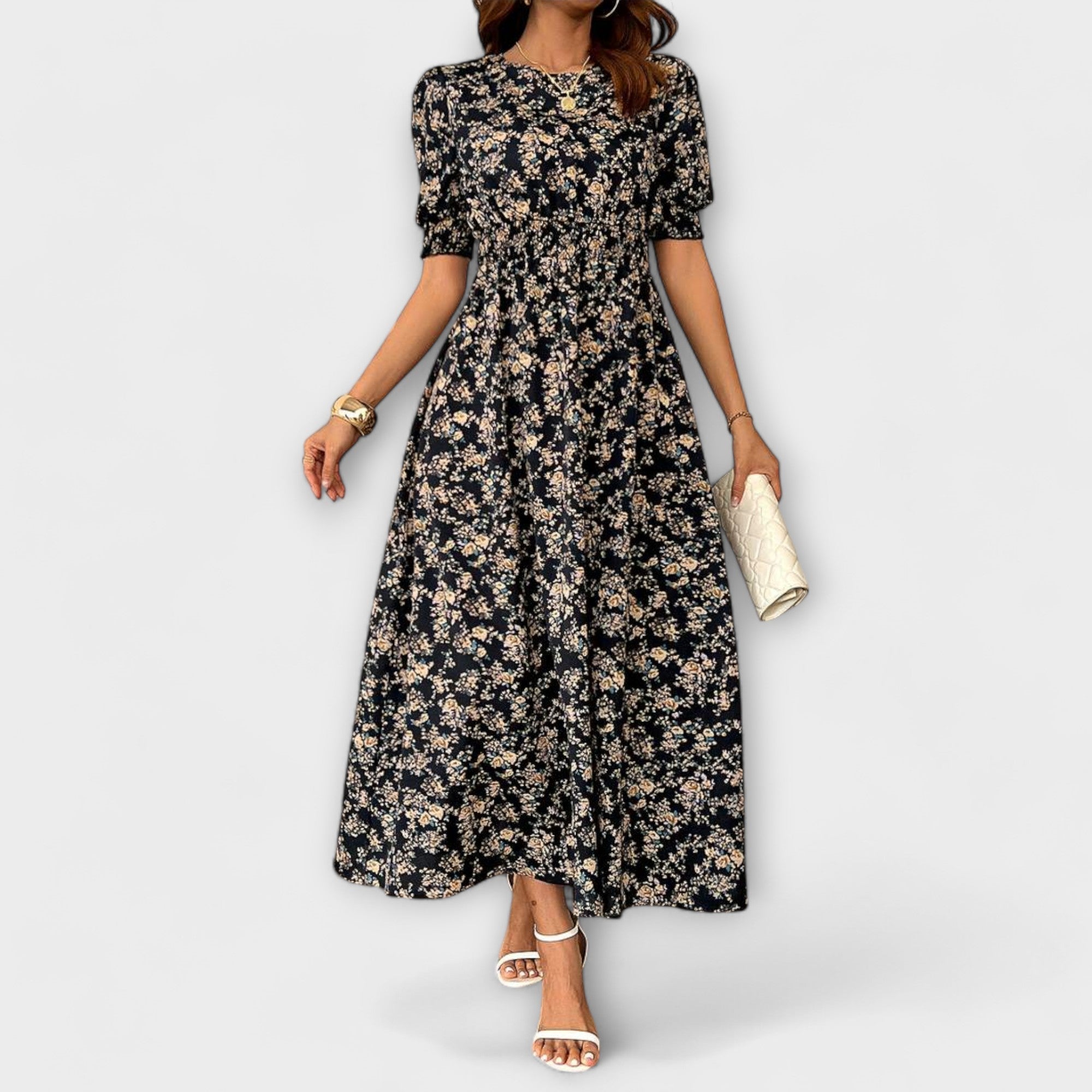 Amelia - Robe à col rond et motif floral