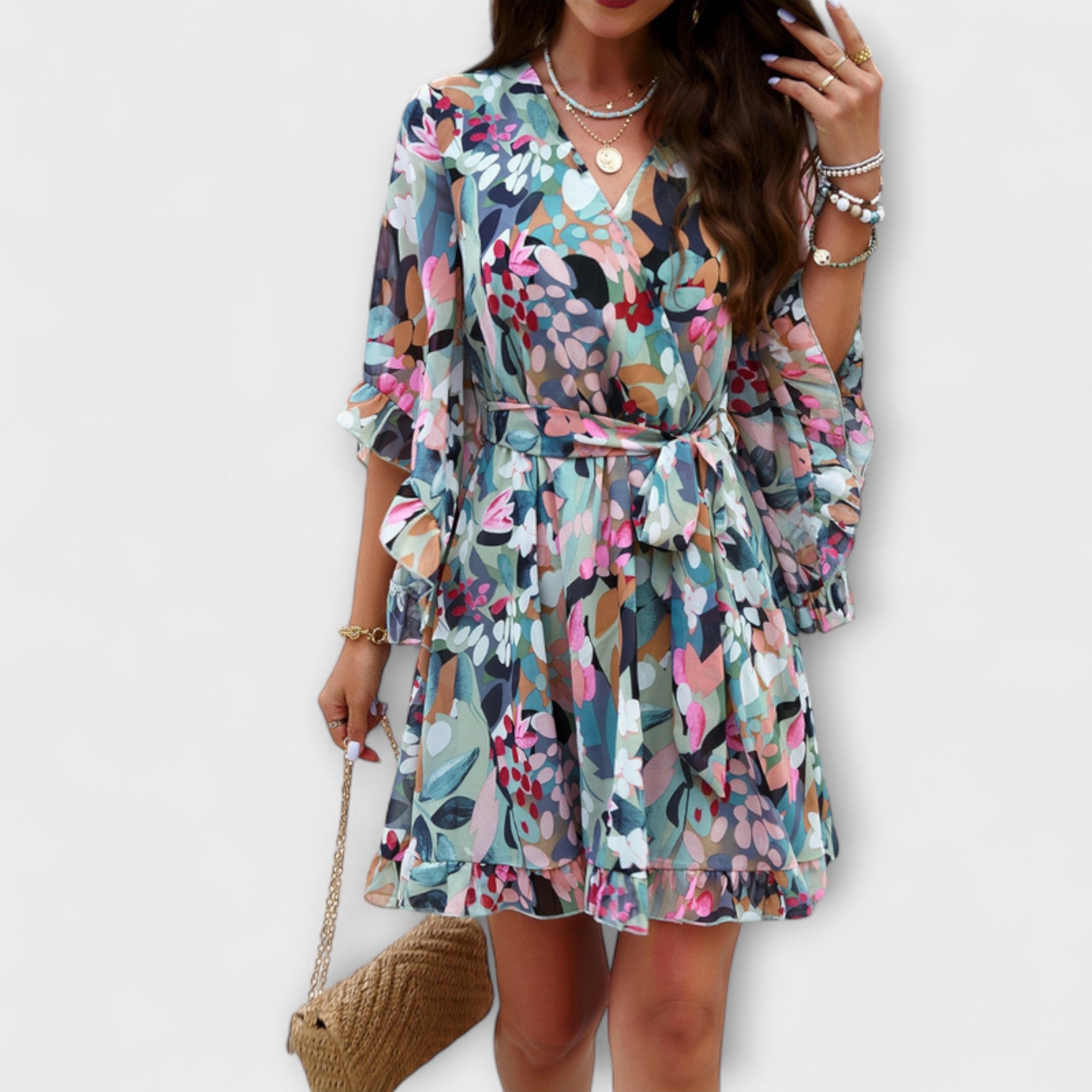 Lina - Robe Midi Femme avec Motif Floral