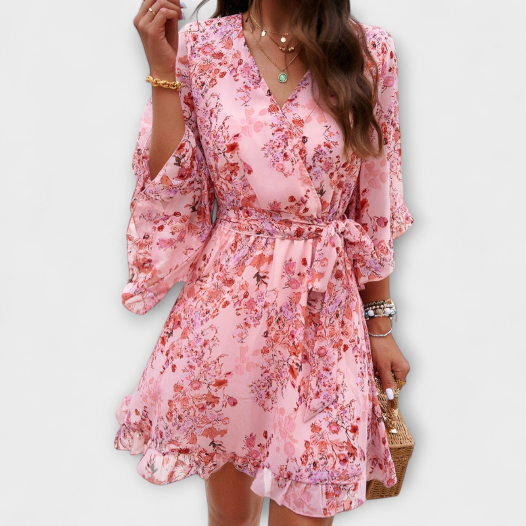 Lina - Robe Midi Femme avec Motif Floral