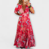 Catrisa - Robe à Imprimé Floral avec Décolleté en V