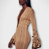 Kathleen - Robe Maxi Tricot Or de Dolly