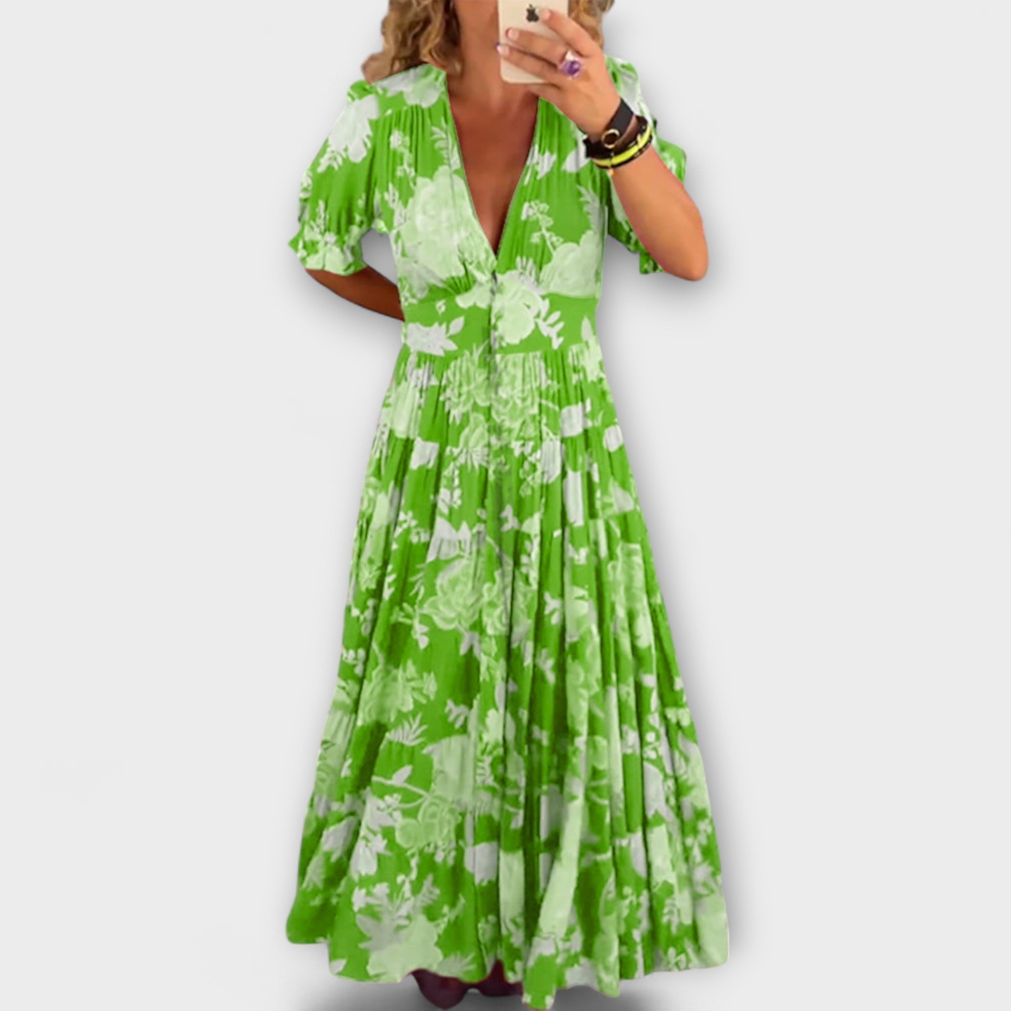 Catrisa - Robe à Imprimé Floral avec Décolleté en V
