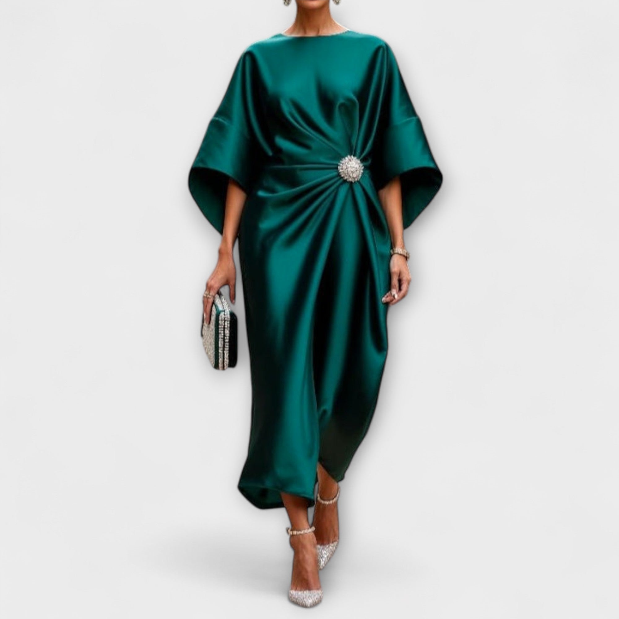 Robe longue en satin scintillant de luxe