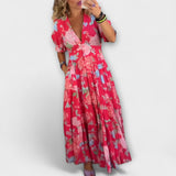 Catrisa - Robe à Imprimé Floral avec Décolleté en V