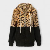 Lea - Sweat à capuche en polaire avec motif léopard