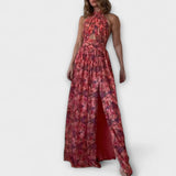 Nortrud - Robe maxi dos nu avec motif floral