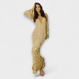 Kathleen - Robe Maxi Tricot Or de Dolly